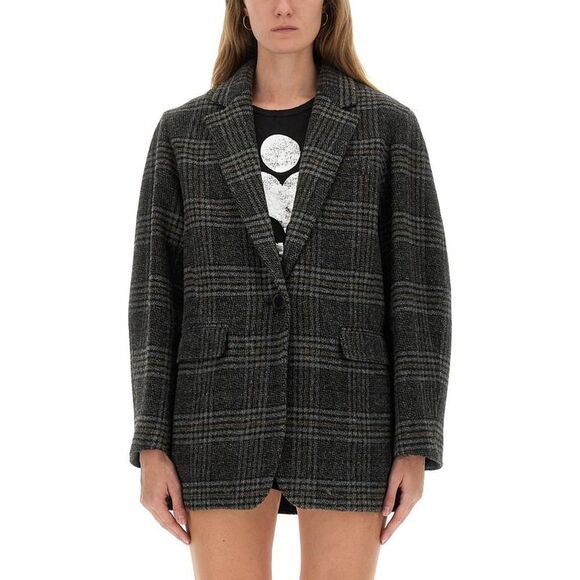 ISABEL MARANT ETOILE Women's Plaid Single-Breasted Blazer Jacket Women GREY